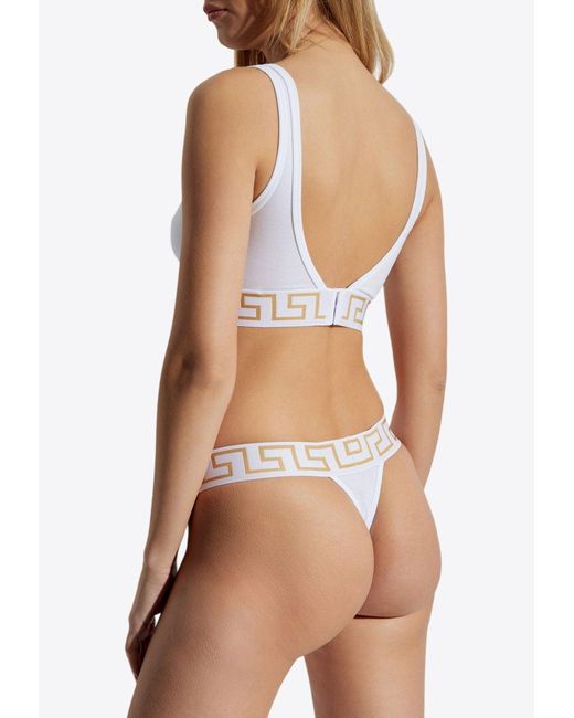 Versace Brown Greca Border Triangle Bralette
