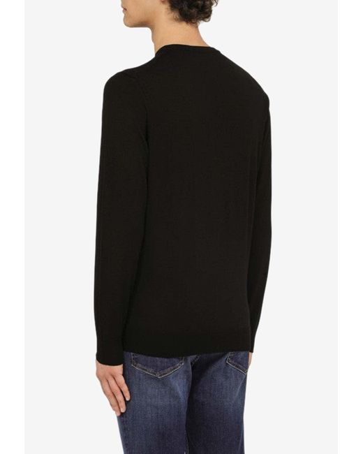 Drumohr Black Wool Crewneck Sweater for men