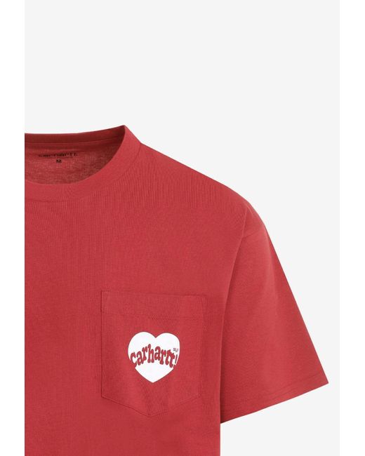 Carhartt Red Amour Pocket Crewneck T-Shirt for men