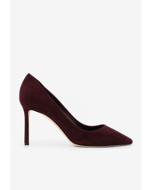 Jimmy Choo Brown Romy 85 Suede Pumps