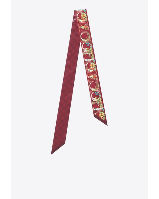 Gucci White Silk Floral Print Scarf