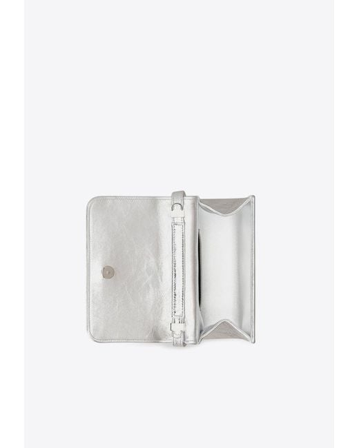 Roger Vivier White Micro Pilgrim Metallic Leather Crossbody Bag