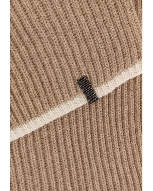 Brunello Cucinelli Natural Ribbed Cashmere Scarf
