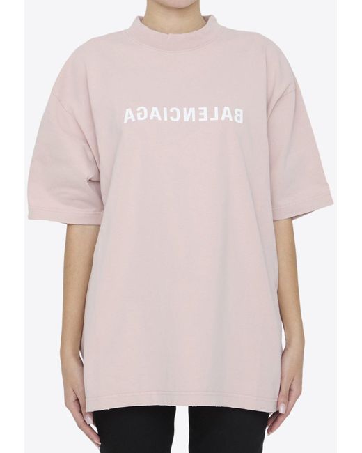 Balenciaga Pink Back Flip Logo T-Shirt