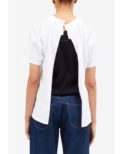 MM6 by Maison Martin Margiela White Double Layer Short-Sleeved T-Shirt