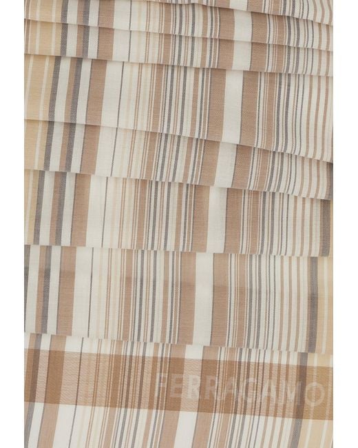 Ferragamo Natural Stripe-Pattern Scarf for men