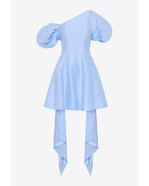 Aje. Blue Arista One-Shoulder Mini Dress