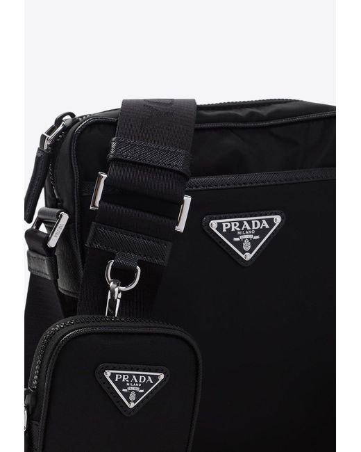 Prada Black Re-Nylon And Leather Shoulder Bag for men