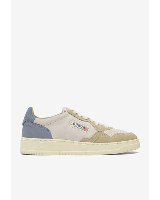 Autry White Medalist Low-Top Suede Sneakers for men