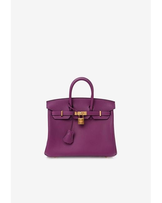 Hermès Purple Birkin 25 In Anemone Swift Leather With Gold Hardware