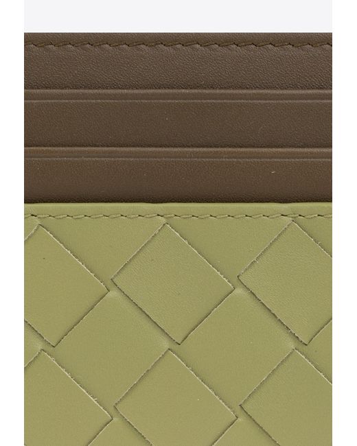 Bottega Veneta Green Cassette Intrecciato Leather Cardholder for men