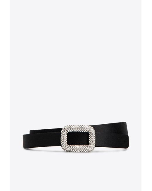 Roger Vivier White Viv' Choc Crystal-Buckle Belt