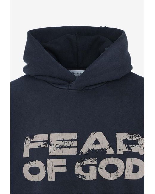 Fear Of God Black Logo-Printed Hooded Sweatshirt for men