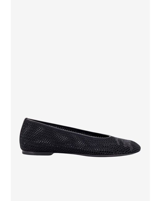 Burberry White Ekd Openwork Ballet Flats