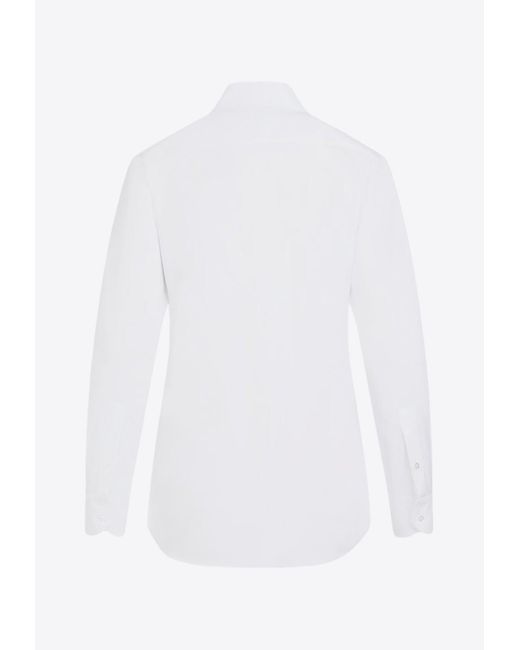 The Row Derica Long-sleeved Poplin Shirt in White | Lyst