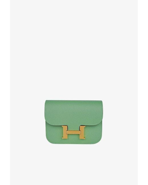Hermès Constance Slim Wallet In Vert Criquet Epsom Leather With Gold ...