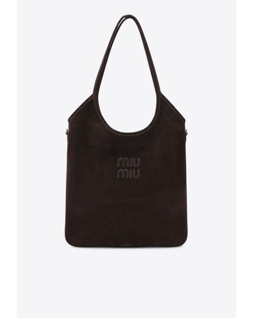 Miu Miu Black Ivy Suede Tote Bag