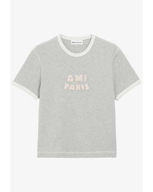 AMI White Logo Patch Boxy T-Shirt for men