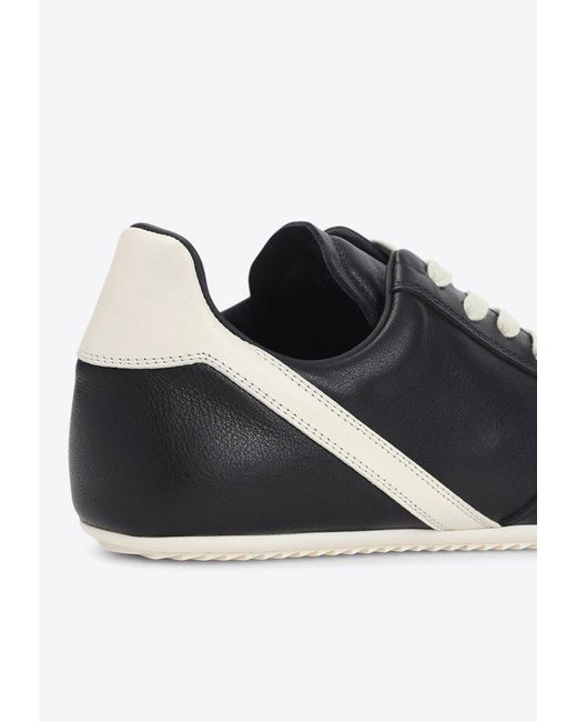 Rick Owens White Minimal Leather Low-Top Sneakers for men