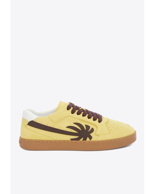 Palm Angels Yellow New Palm 1 Low-Top Suede Sneakers for men