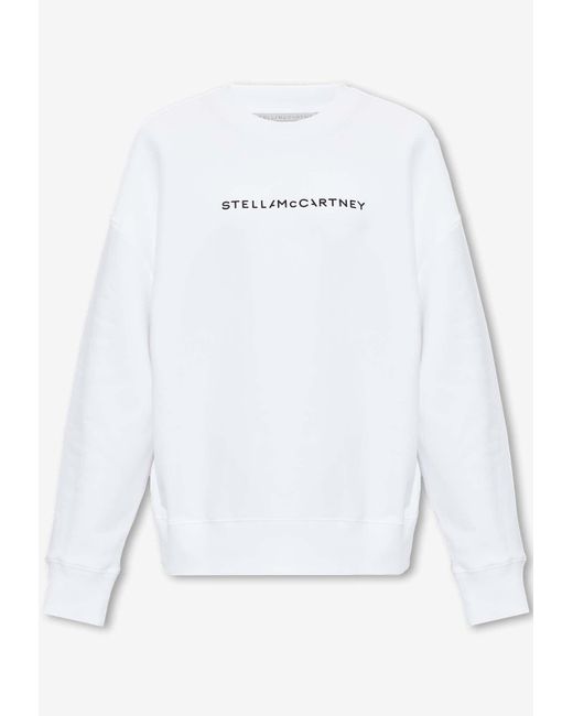 Stella McCartney White Logo Print Crewneck Sweatshirt