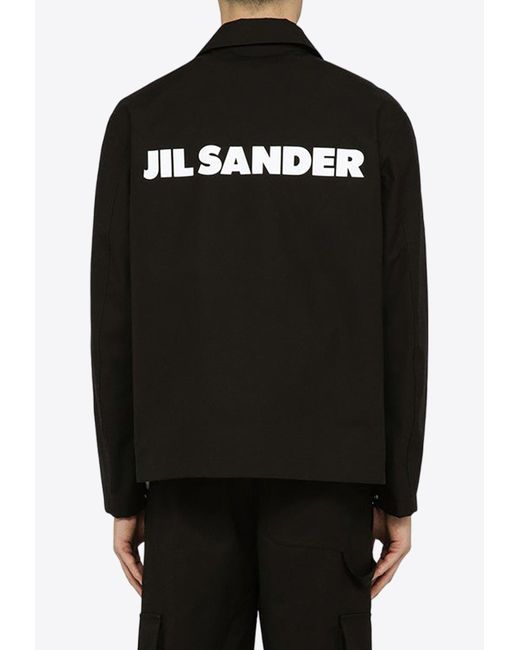 Jil Sander Black Logo-Printed Overshirt for men