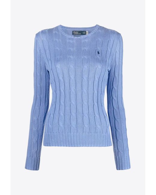 Ralph Lauren Blue Cable Knit Pony Sweater