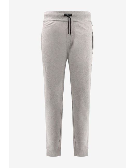 Boss Gray Drawstring Logo Track Pants for men