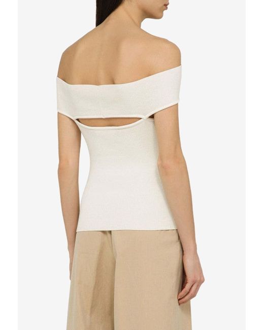 FEDERICA TOSI Natural Off-Shoulder Cut-Out Top