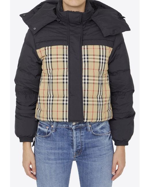 Burberry Reversible Cropped Down Jacket in Blue Lyst