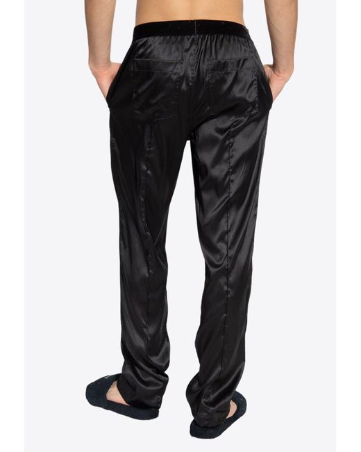 Tom Ford Black Logo-Waistband Stretch Silk Pajama Pants for men