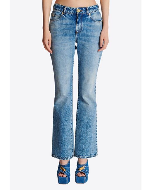 Balmain Blue Washed-Out Flared Pants