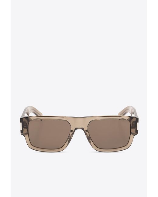 Saint Laurent Gray Flat-Top Rectangular Sunglasses for men