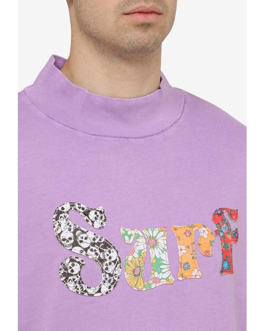 ERL Purple High Collar Logo Sweatshirt for men