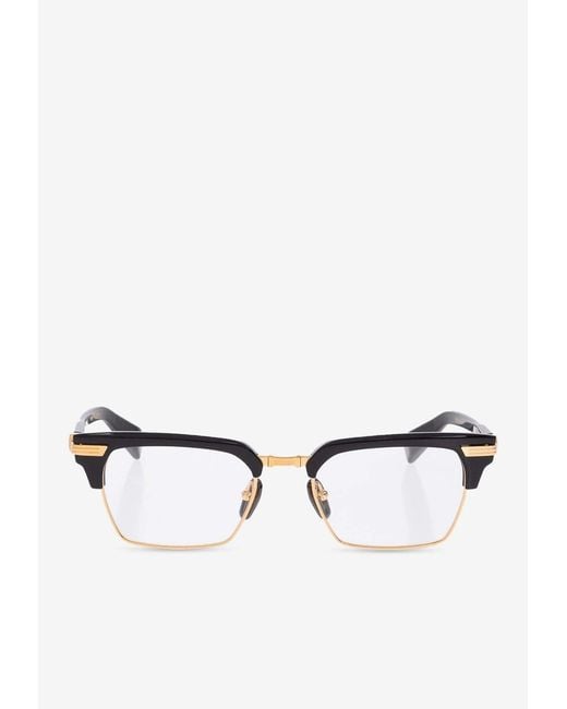 Balmain White Rectangular Optical Glasses for men