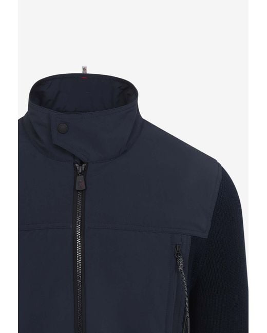 Moncler Blue High-Neck Zip-Up Jacket for men