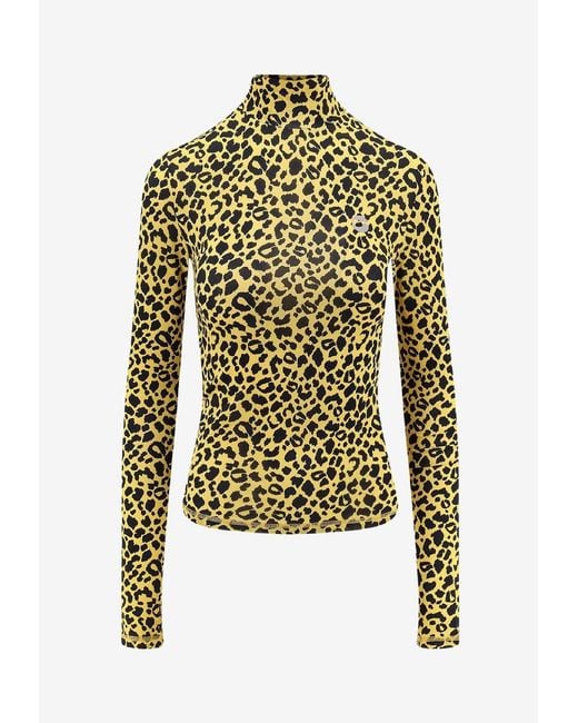 Coperni Green Leopard Print High-Neck Top
