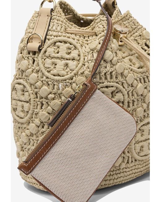 Tory Burch Natural T Monogram Raffia Bucket Bag