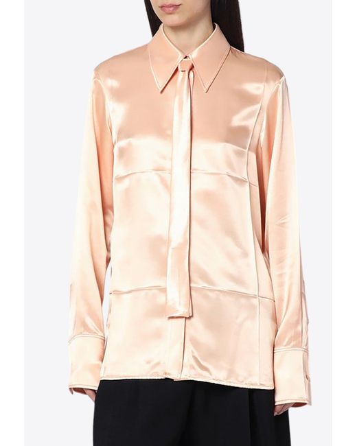 Jil Sander Natural Tie-Neck Buttoned Shirt