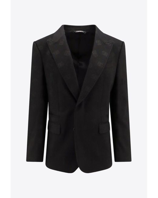 Dolce & Gabbana Black Dg Jacquard Single-Breasted Blazer for men