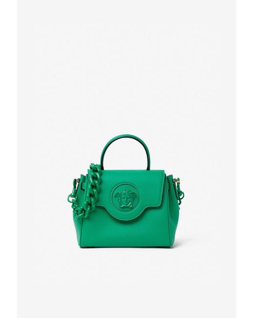 Versace Green Small La Medusa Top Handle Bag
