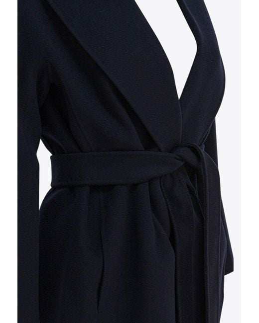 Max Mara Blue Messi Belted Wool Robe Coat