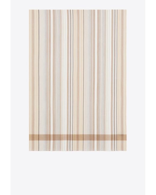Ferragamo Natural Stripe-Pattern Scarf for men