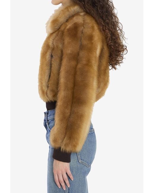 Saint Laurent Blue Shearling Zip-Up Jacket