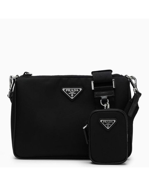 Prada Black Crossbody Bag In Renylon And Saffiano Leather Black for