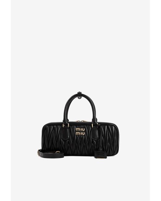 Miu Miu Black Arcadie Quilted Leather Top Handle Bag