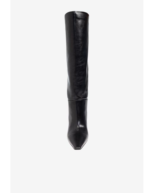 Versace Black V2025 85 Calf Leather High-Knee Boots