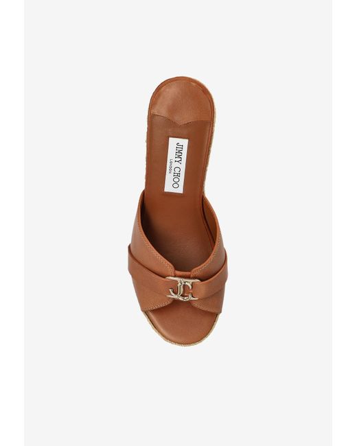 Jimmy Choo Brown Leda 100 Wedge Sandals