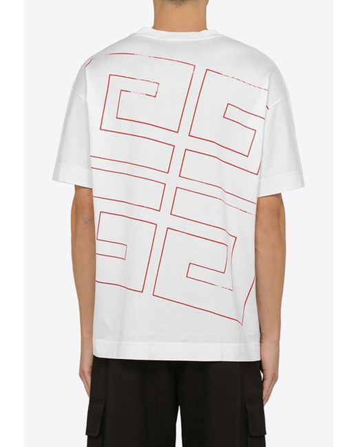 Givenchy White Printed Crewneck T-Shirt for men