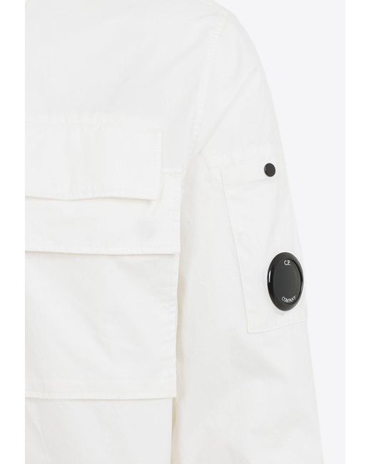C P Company White Steen Lens Long-Sleeved Shirt for men